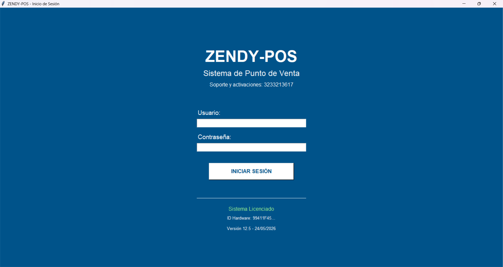 Inicio de sesión ZENDY-POS