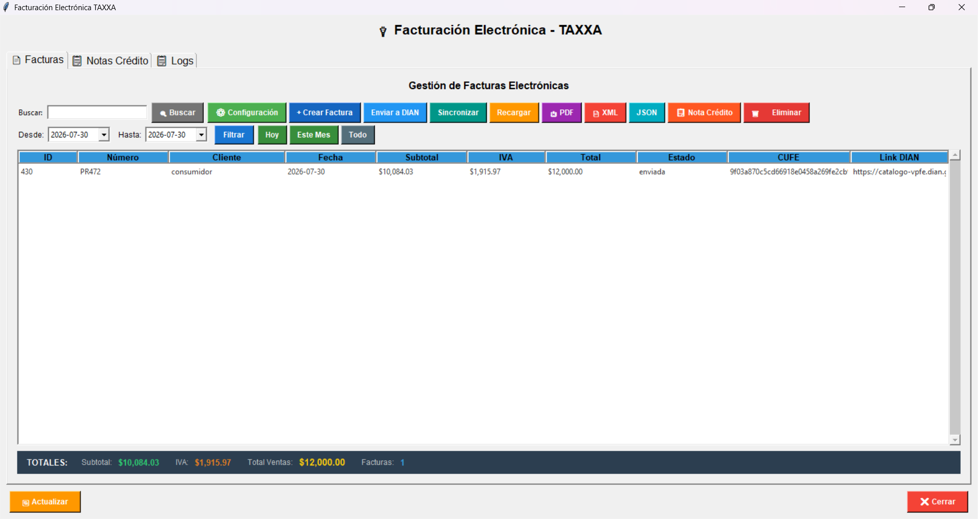 Facturación electrónica ZENDY-POS